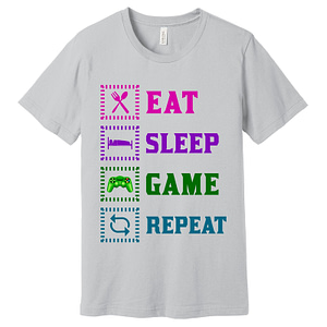 Eat Sleep Game Repeat T-Shirt Assorted Colors