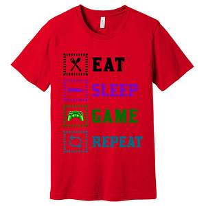 Eat Sleep Game Repeat T-Shirt Assorted Colors