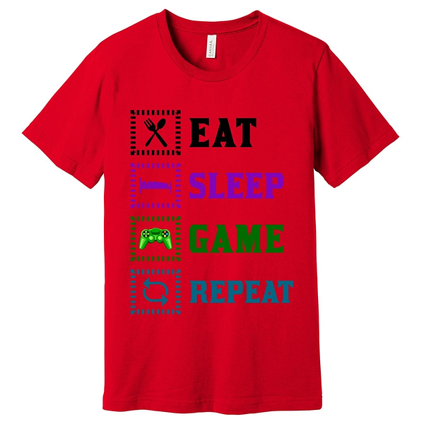 Eat Sleep Game Repeat T-Shirt Assorted Colors - Image 2