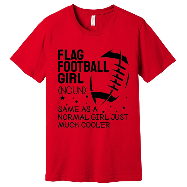 Flag Football Girl Sports T-Shirt Assorted Colors - Image 2